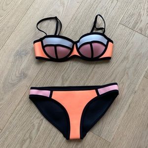 Triangl orange and pink neoprene bikini